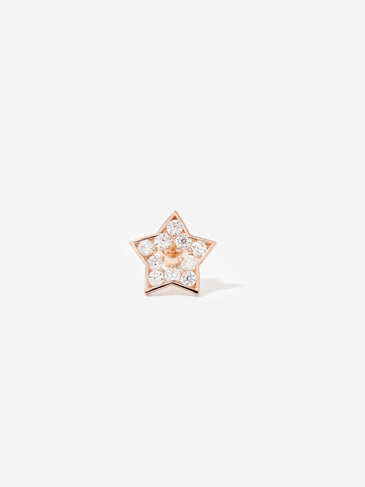 14K Solid Gold Cubic Star Silhouette Cartilage Earring 20G