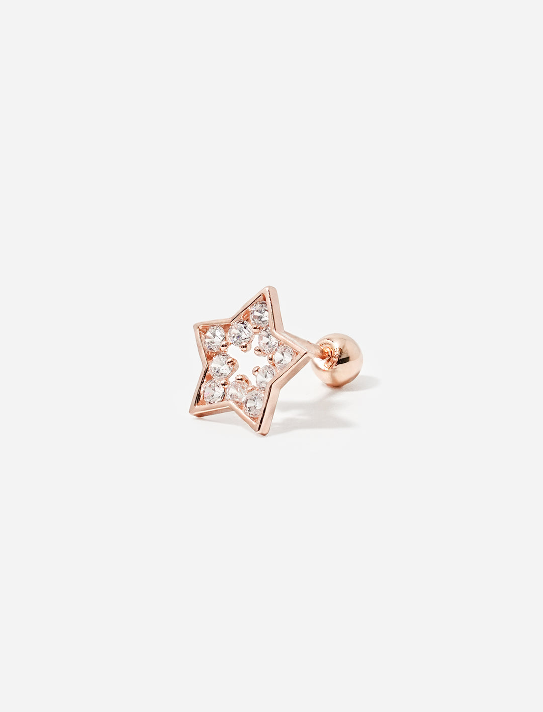 14K Solid Gold Cubic Star Silhouette Cartilage Earring 20G