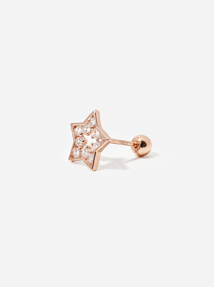 14K Solid Gold Cubic Star Silhouette Cartilage Earring 20G