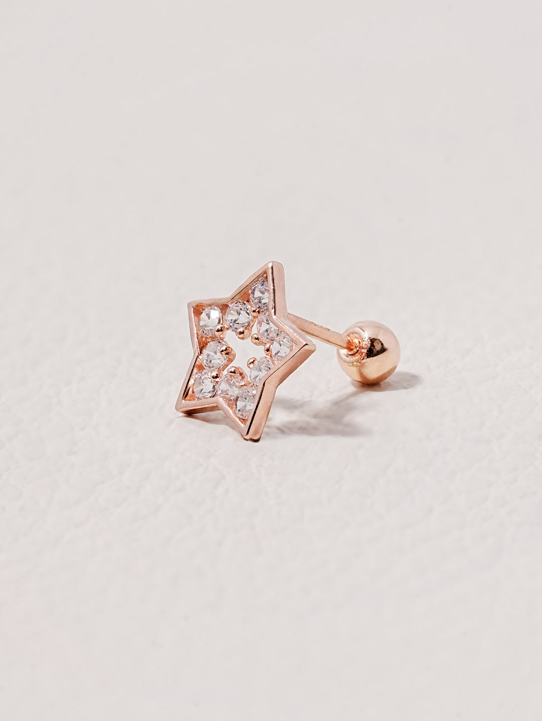 14K Solid Gold Cubic Star Silhouette Cartilage Earring 20G