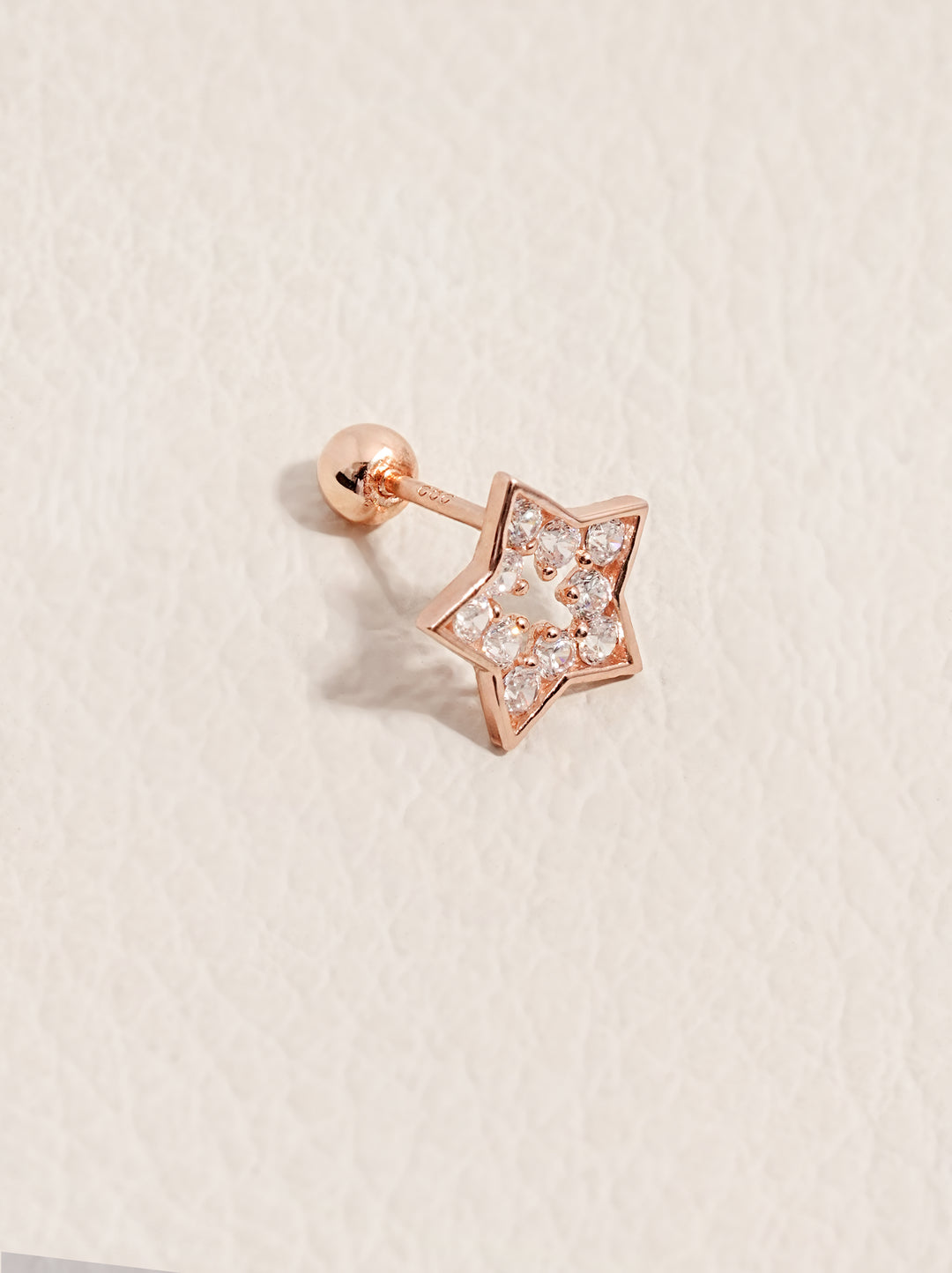 14K Solid Gold Cubic Star Silhouette Cartilage Earring 20G