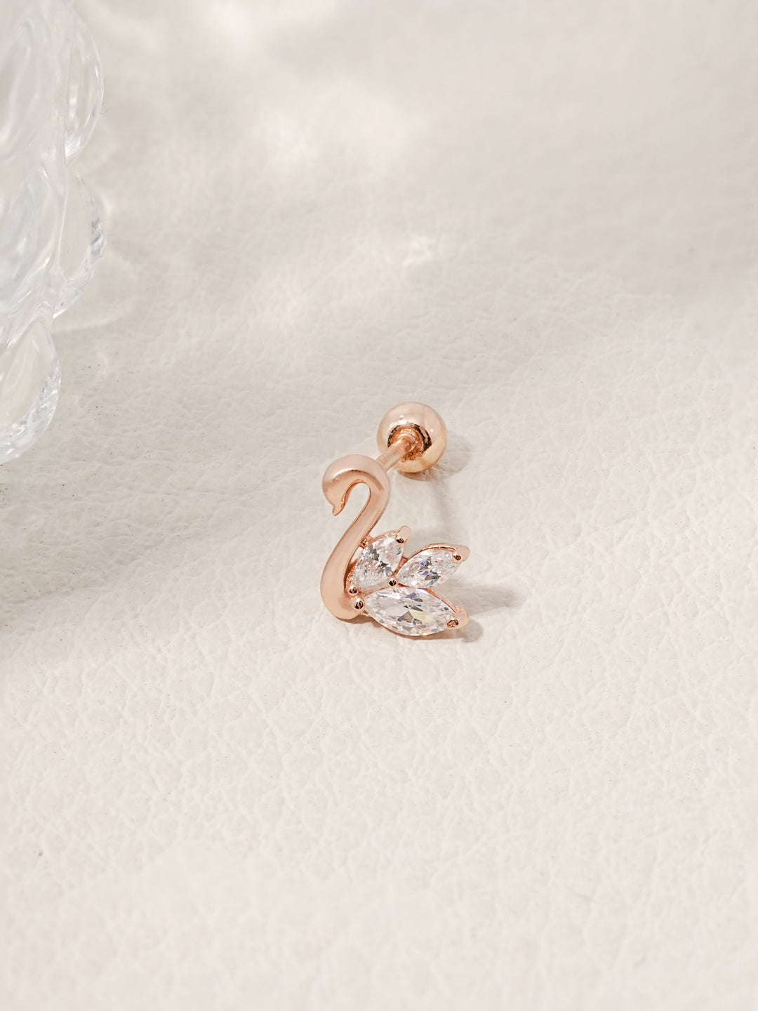 14K Solid Gold Cubic Swan Silhouette Cartilage Earring 20G