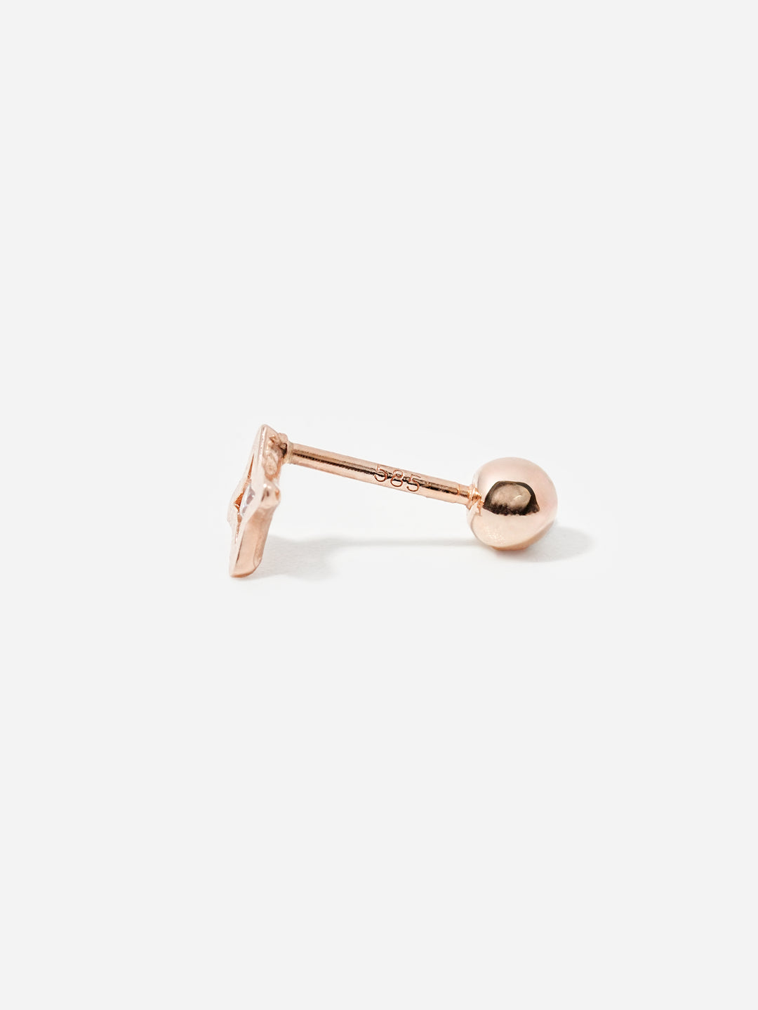 14K Solid Gold Star Cut Cubic Cartilage Earring 20G