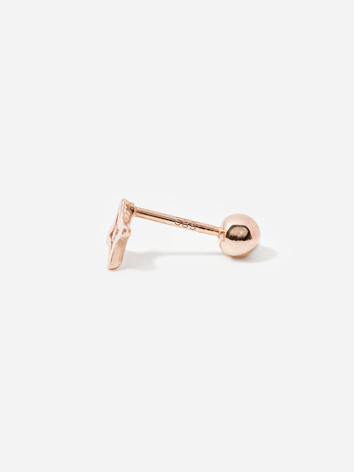14K Solid Gold Star Cut Cubic Cartilage Earring 20G