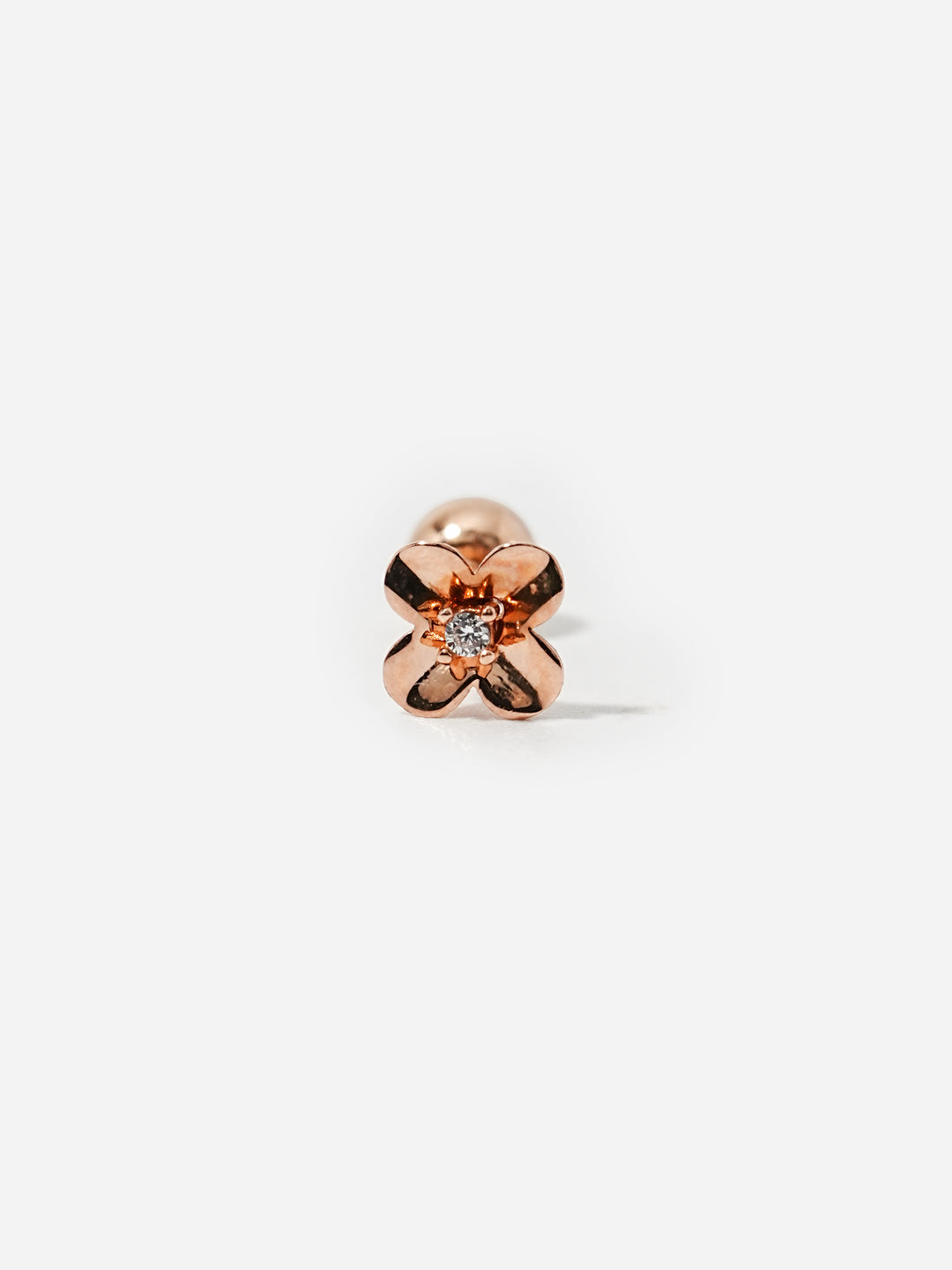 14K Solid Gold Mini Bloom Cubic Cartilage Earring 20G