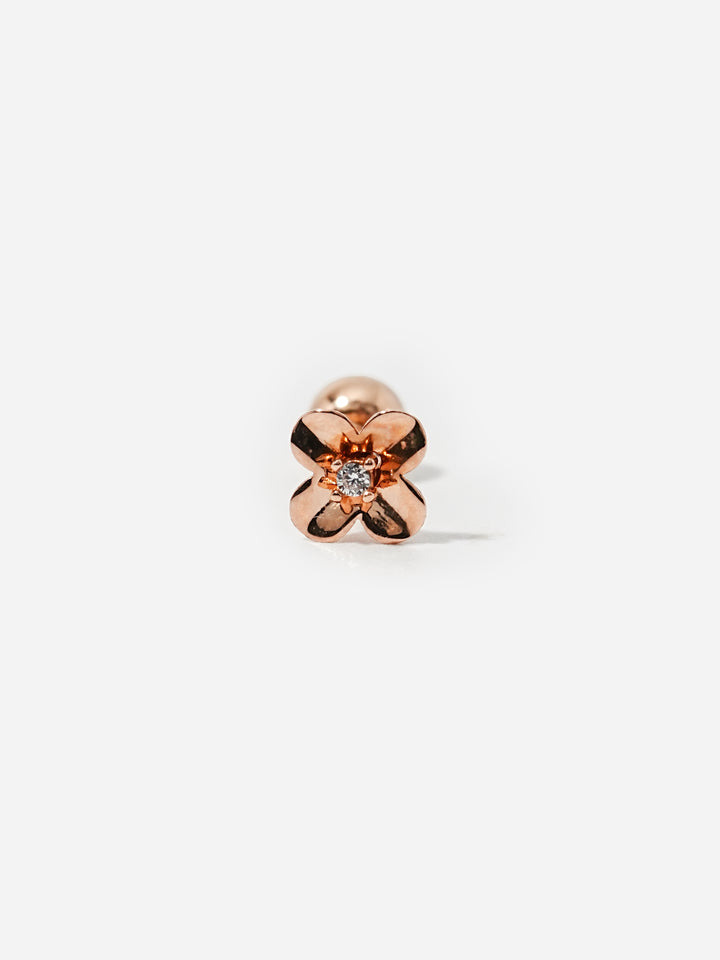14K Solid Gold Mini Bloom Cubic Cartilage Earring 20G