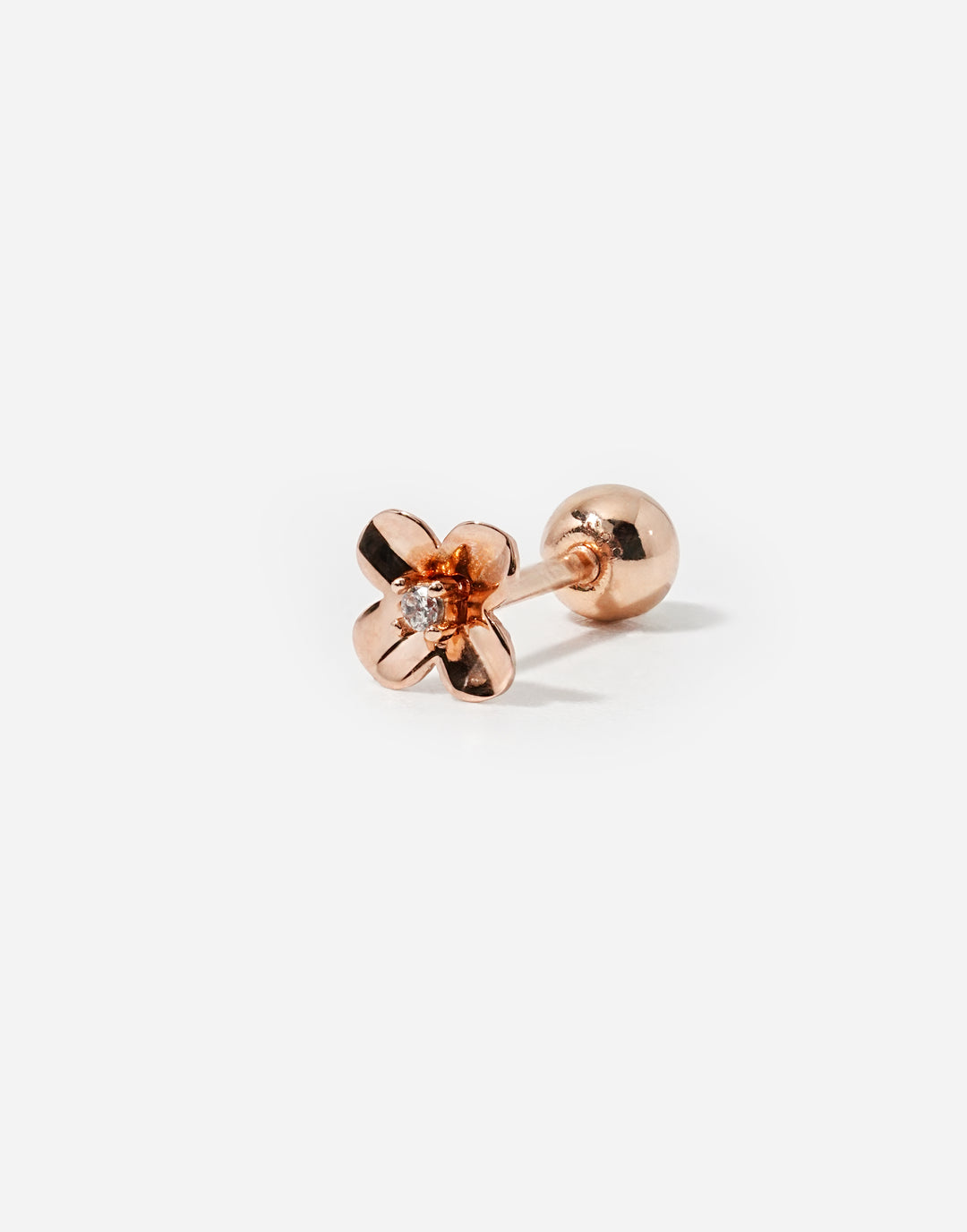 14K Solid Gold Mini Bloom Cubic Cartilage Earring 20G