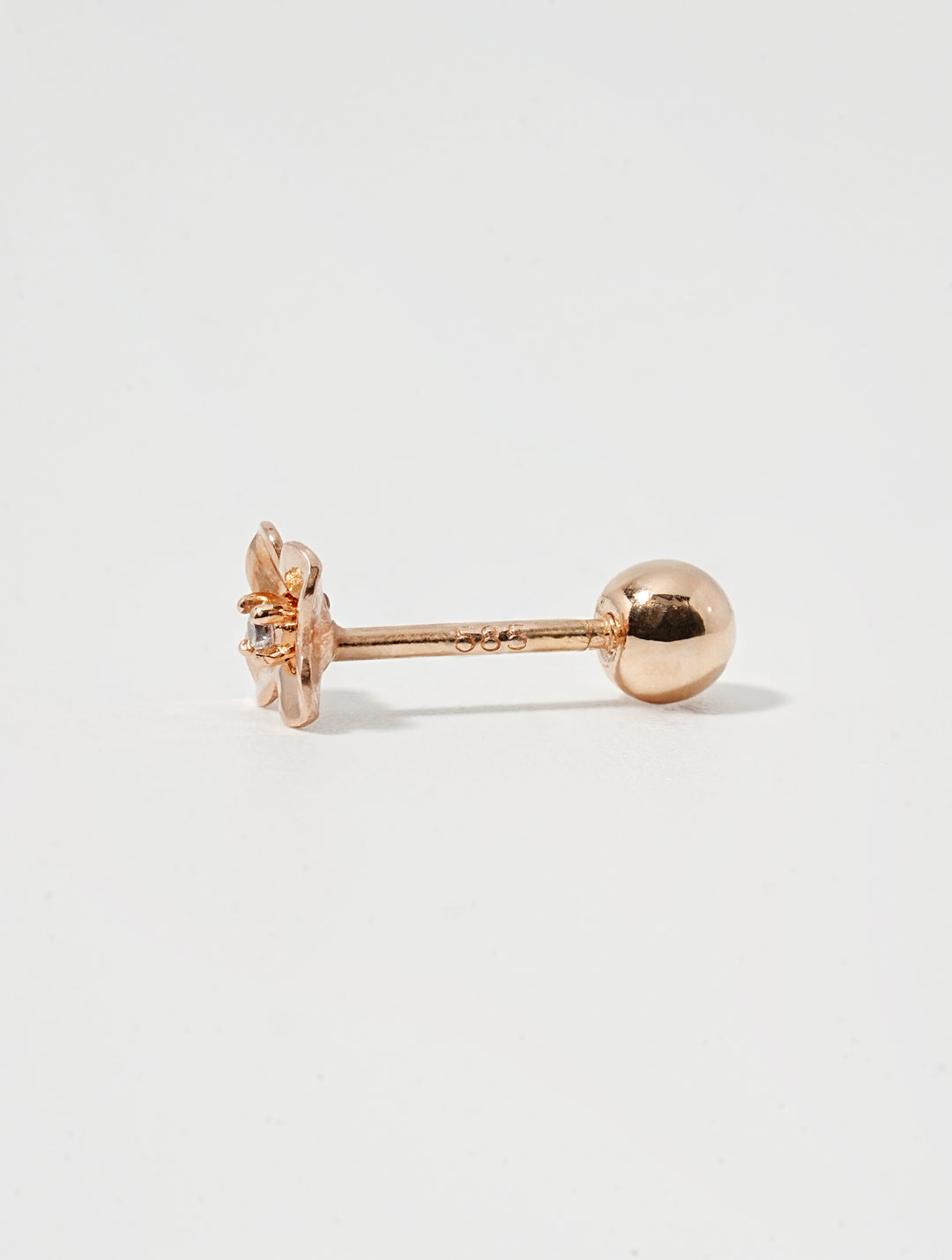 14K Solid Gold Mini Bloom Cubic Cartilage Earring 20G