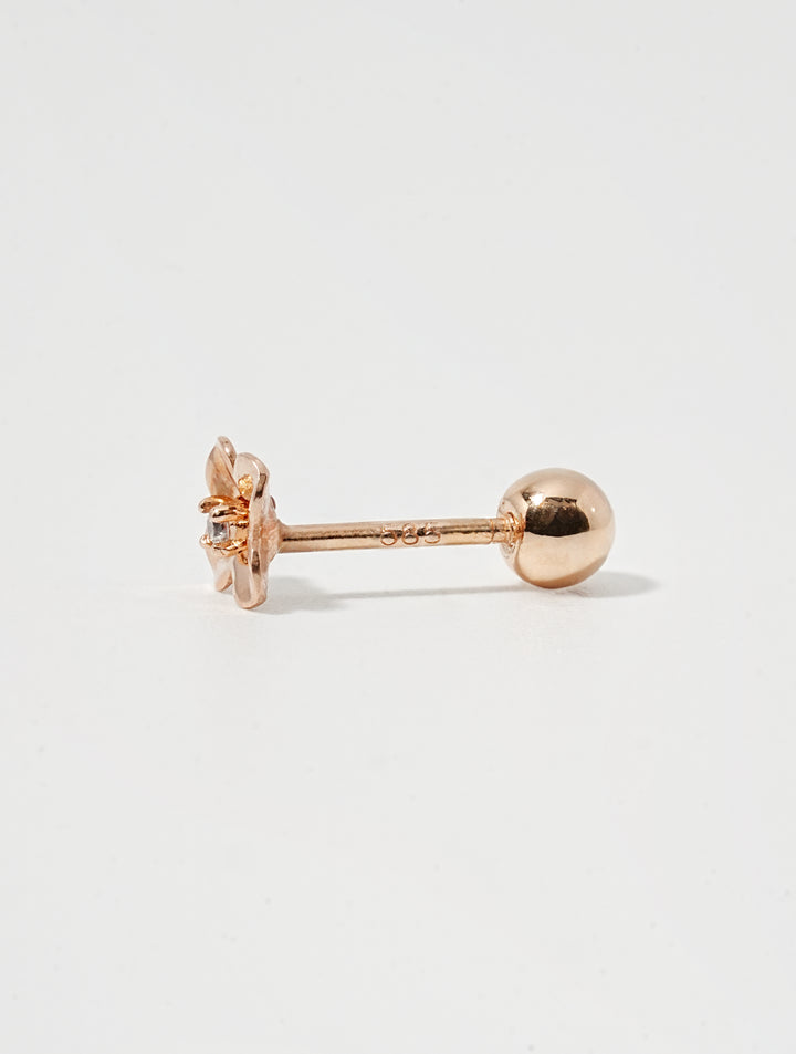 14K Solid Gold Mini Bloom Cubic Cartilage Earring 20G