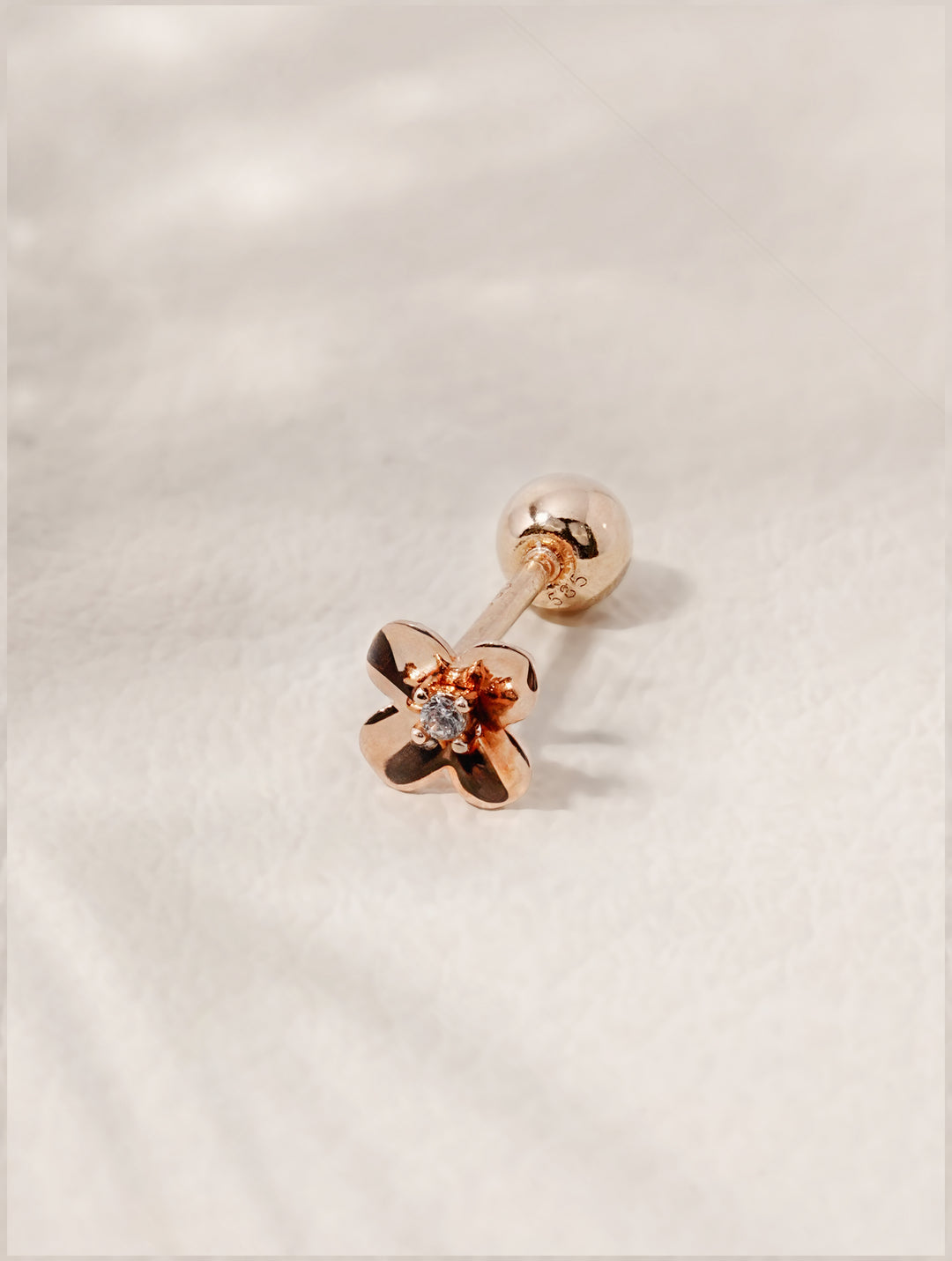 14K Solid Gold Mini Bloom Cubic Cartilage Earring 20G
