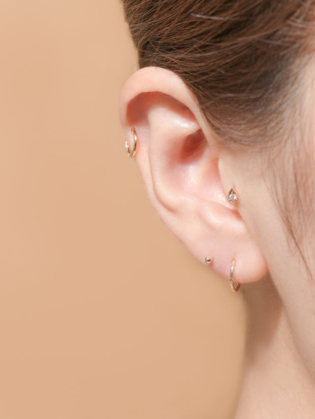 14K Gold Seamless Segment Clicker Cartilage Helix Hoop Earring 18G