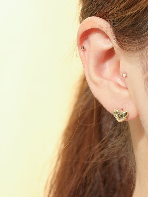 14K Gold Opal CZ Hemisphere Cartilage Earring 20G18G16G
