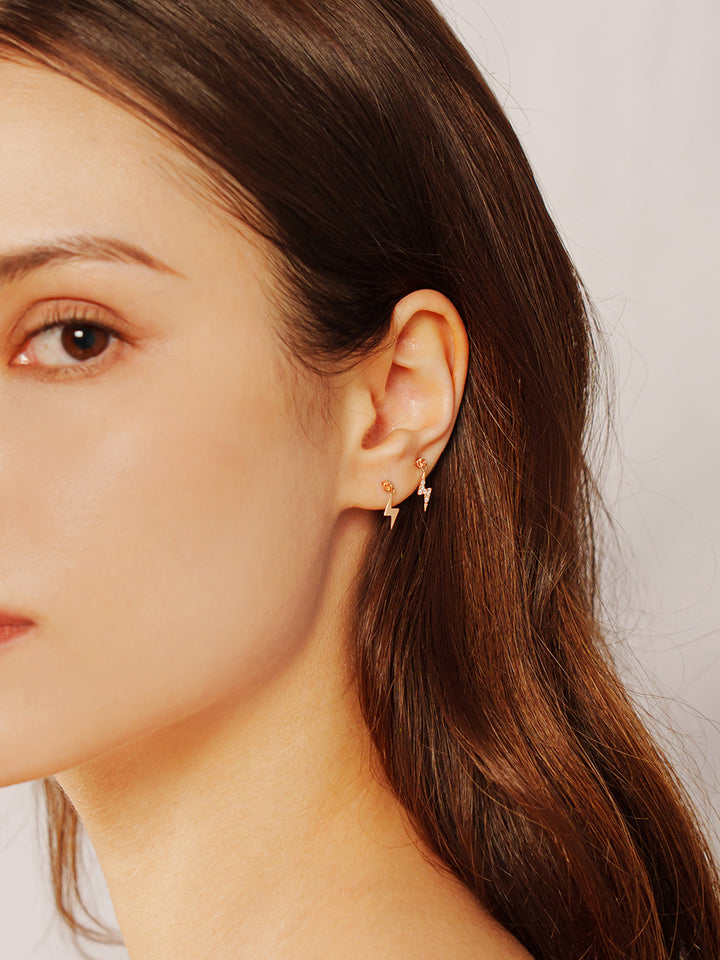14K Gold Cubic Lightning Drop Cartilage Earring 20G