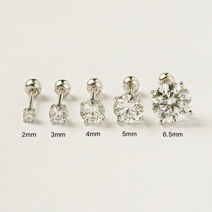 14K Gold 4 Pronged Moissanite Cartilage Earring 20G18G16G