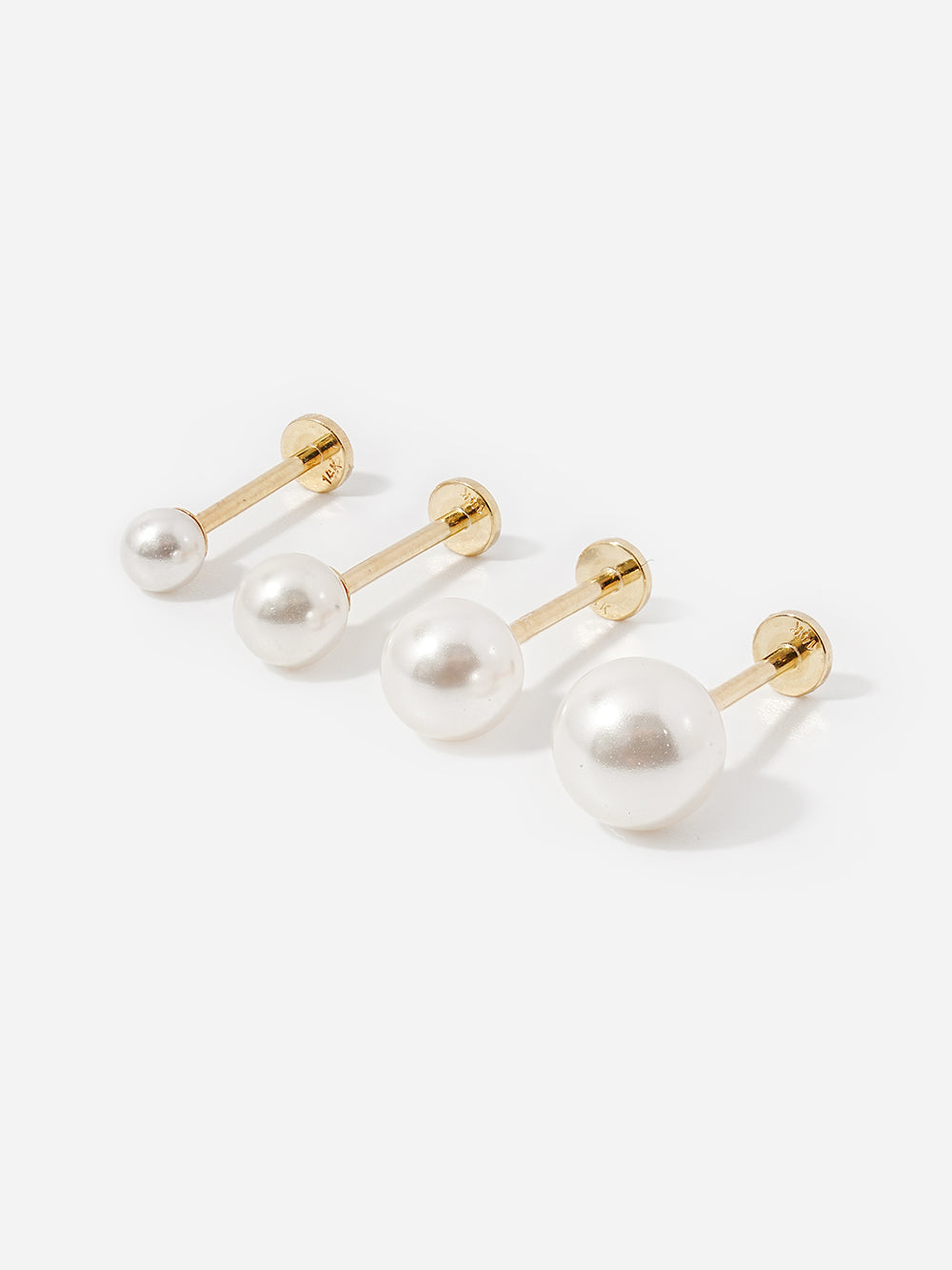 14K Gold Basic Pearl Internally Threaded Labret Piercing 20G
