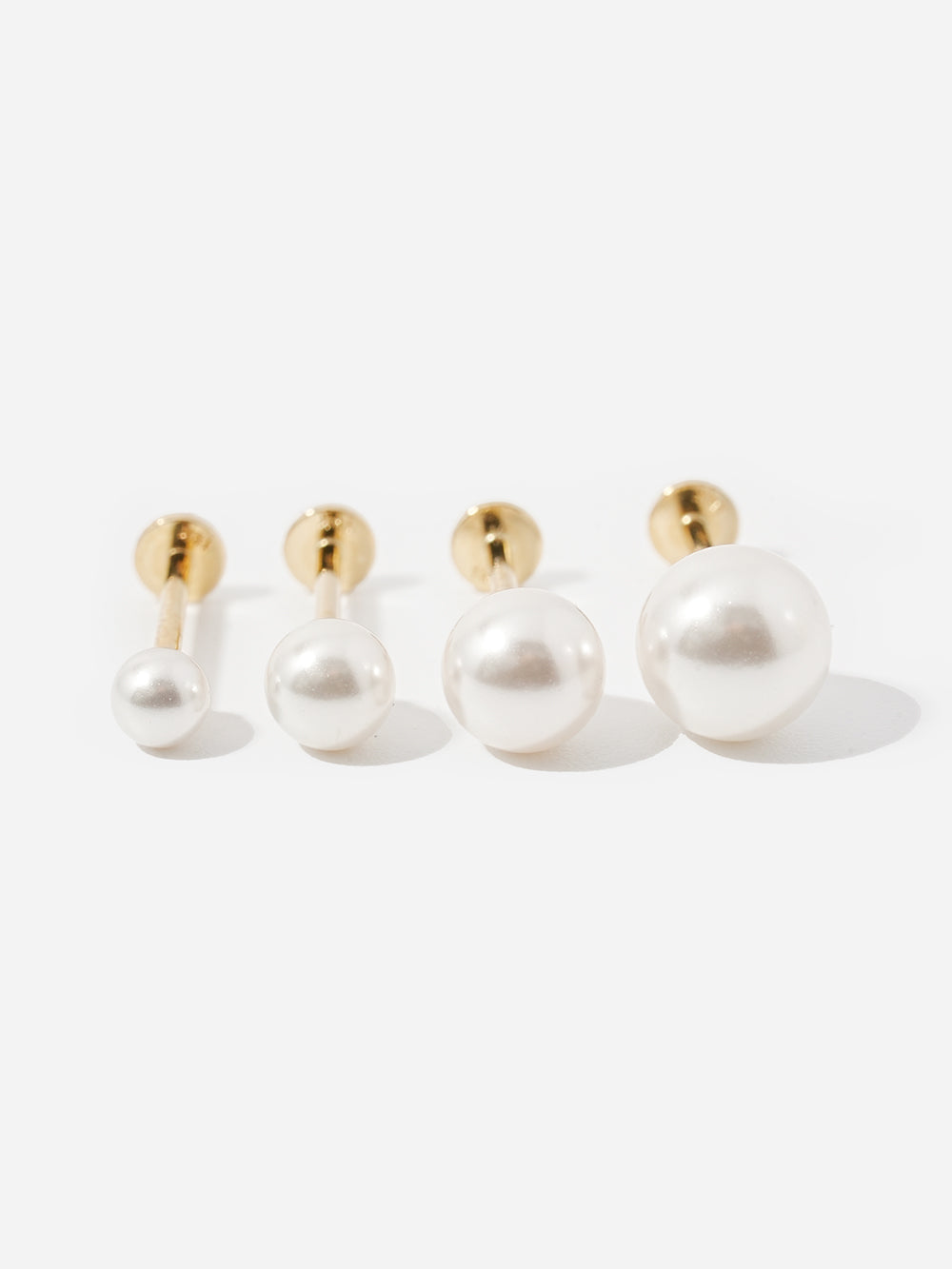 14K Gold Basic Pearl Internally Threaded Labret Piercing 20G
