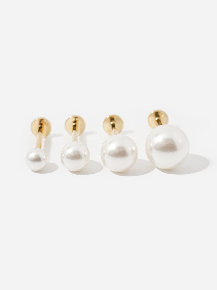 14K Gold Basic Pearl Internally Threaded Labret Piercing 20G