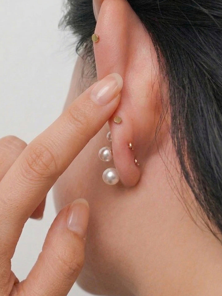 14K Gold Basic Pearl Internally Threaded Labret Piercing 20G