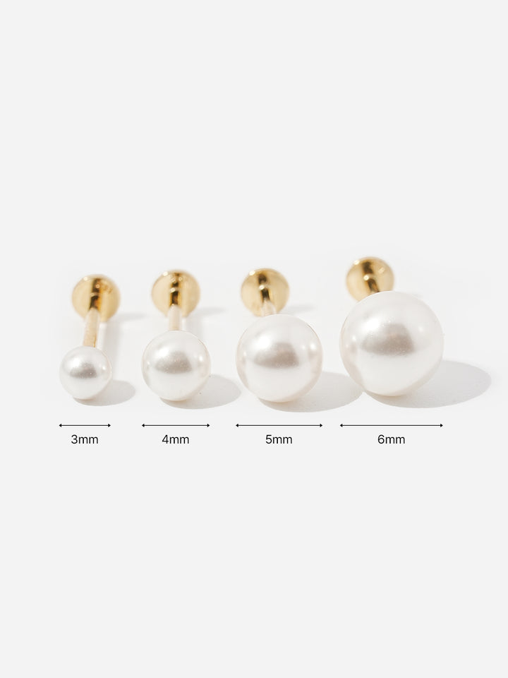 14K Gold Basic Pearl Internally Threaded Labret Piercing 20G