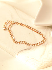 14K Gold Hollow Curved Chain Anklet Bracelet