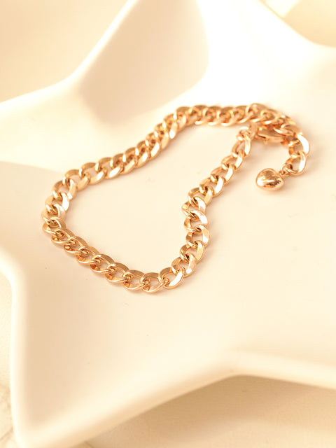 14K Gold Hollow Curved Chain Anklet Bracelet
