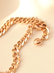 14K Gold Hollow Curved Chain Anklet M