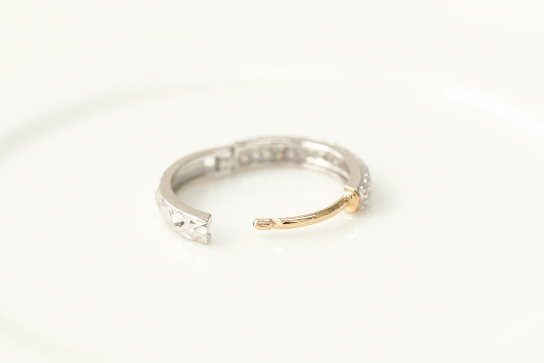 14K Gold 2 Line CZ Hoop Earring