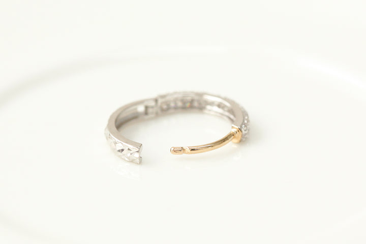 14K Gold 2 Line CZ Hoop Earring