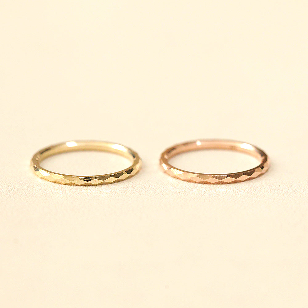 14K Gold Hallow Layered Cutting Guard Ring