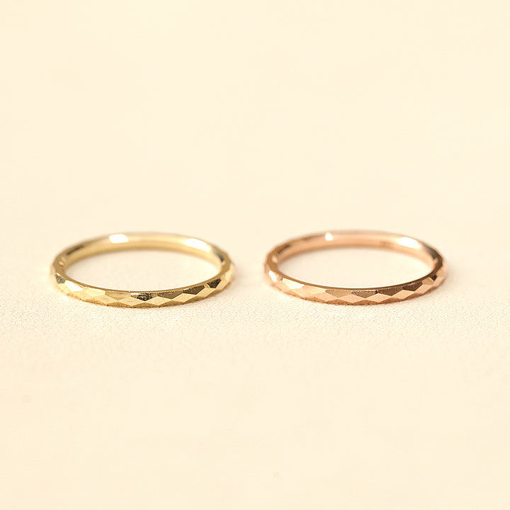 14K Gold Hallow Layered Cutting Guard Ring