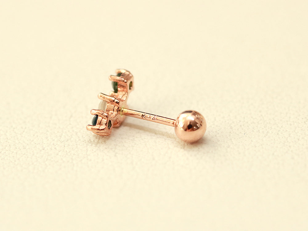 14K Gold Curve Rough Diamond Cartilage Earring 20G