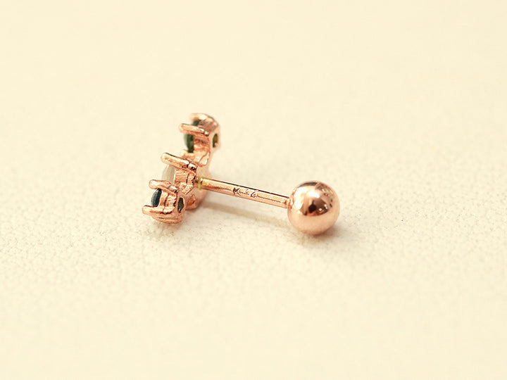 14K Gold Curve Rough Diamond Cartilage Earring 20G