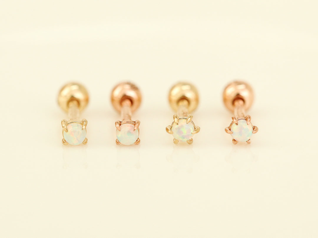 14K Gold Opal Cartilage Earring 3mm 4mm 18G16G
