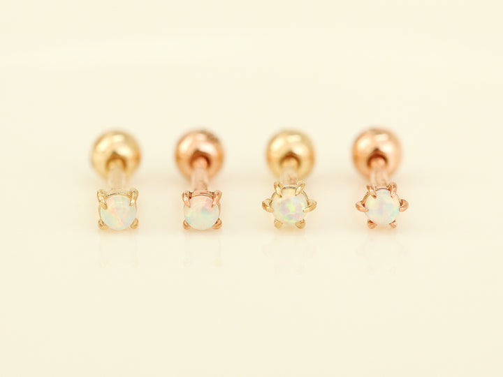 14K Gold Opal Cartilage Earring 3mm 4mm 18G16G