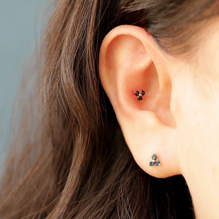 14K Gold Internally Threaded Triangle Cubic Labret Piercing 18G16G