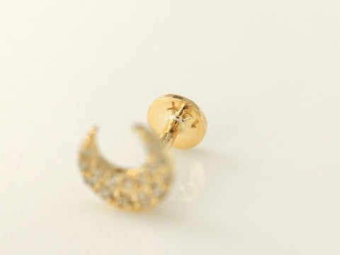 14K Gold Delicate Crescent Labret Piercing 18G16G