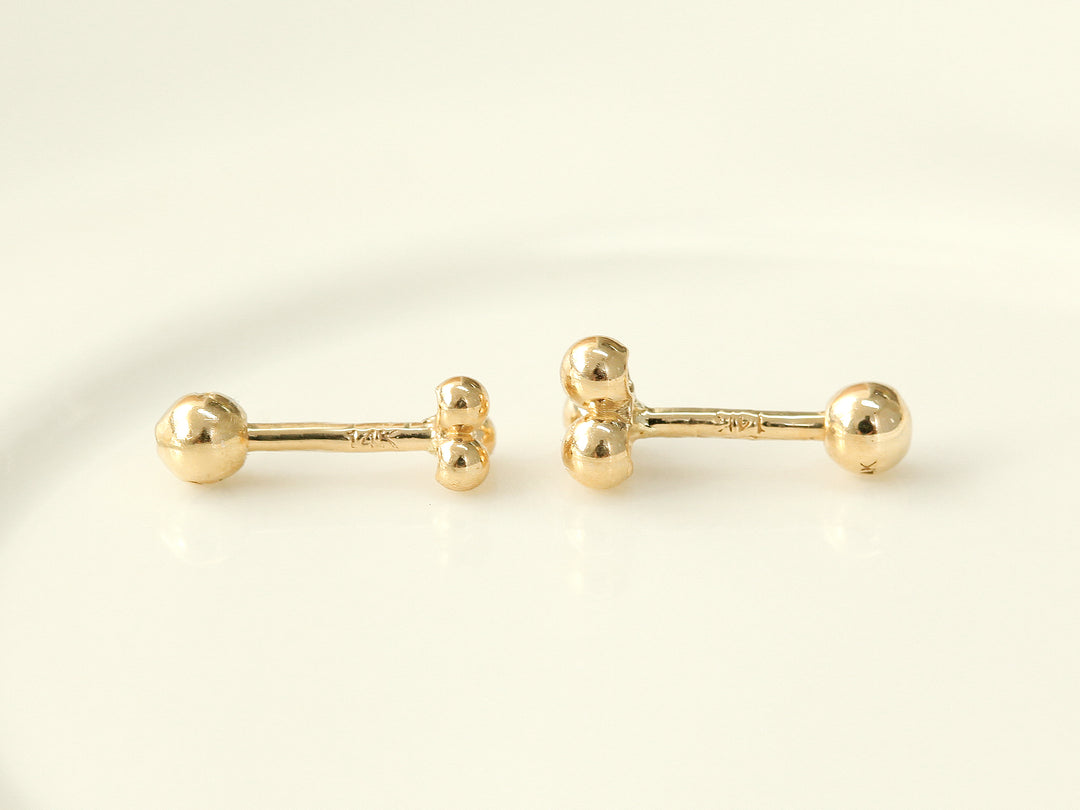 14K Gold Triangle Ball Labret Piercing S,M 18G16G