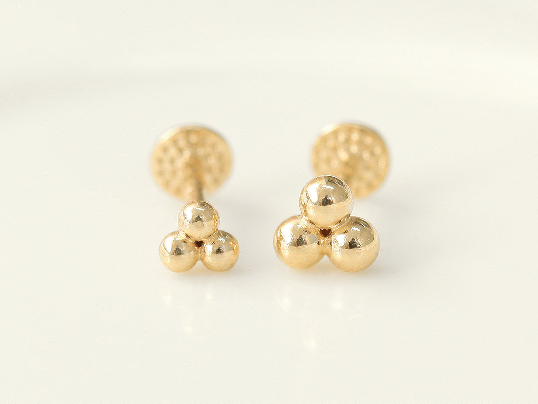 14K Gold Triangle Ball Labret Piercing S,M 18G16G