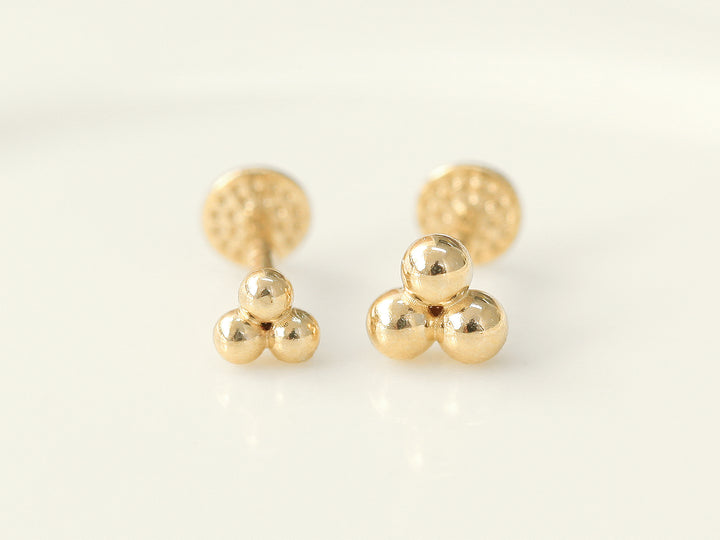 14K Gold Triangle Ball Labret Piercing S,M 18G16G