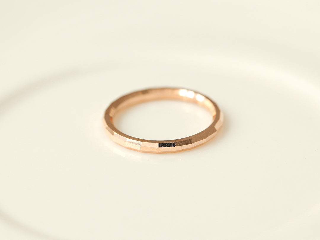 14K Gold Hallow Layered Cutting Guard Ring