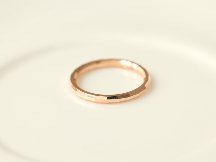 14K Gold Hallow Layered Cutting Guard Ring