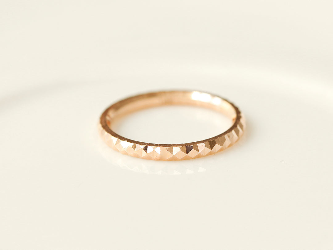 14K Gold Hallow Layered Cutting Guard Ring