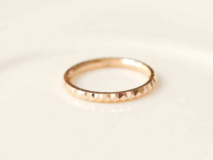 14K Gold Hallow Layered Cutting Guard Ring