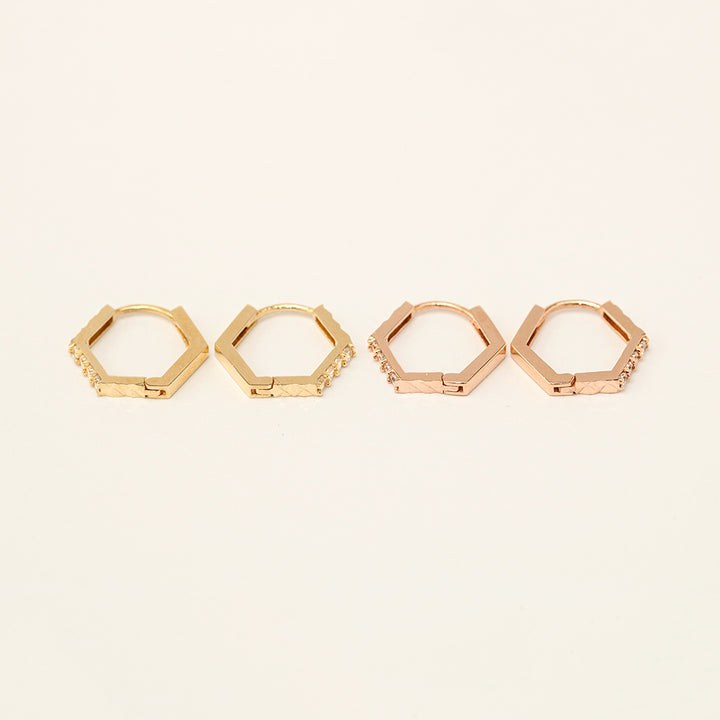 14K Gold Pentagon Simple Cubic Cartilage Hoop Earring