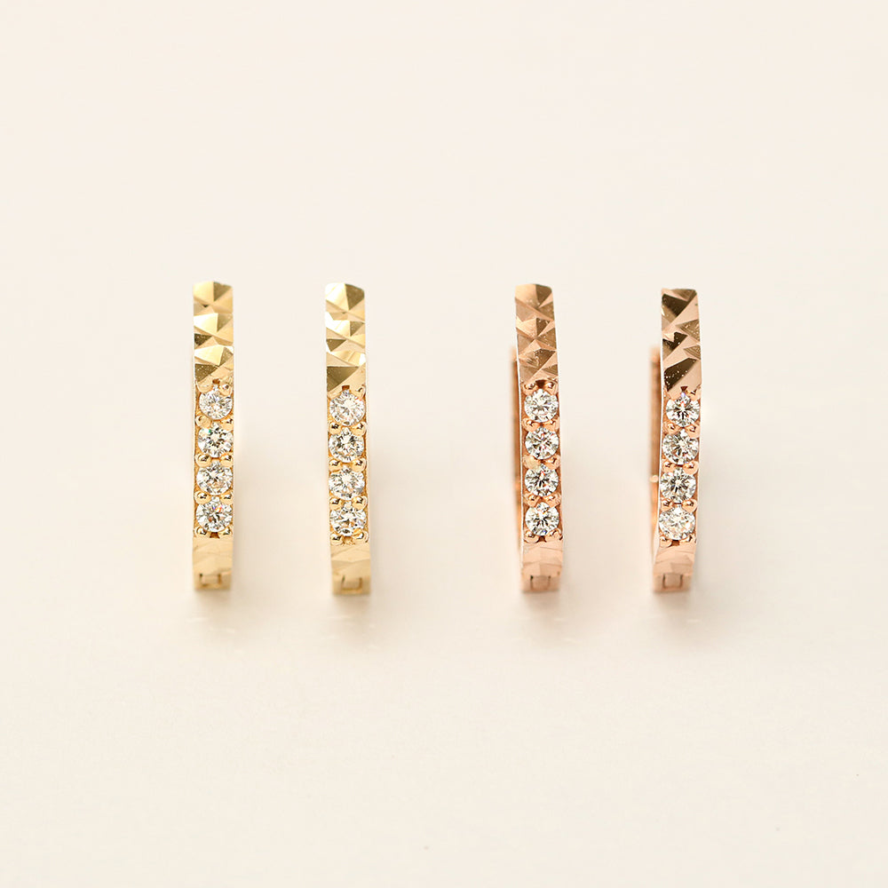 14K Gold Pentagon Simple Cubic Cartilage Hoop Earring