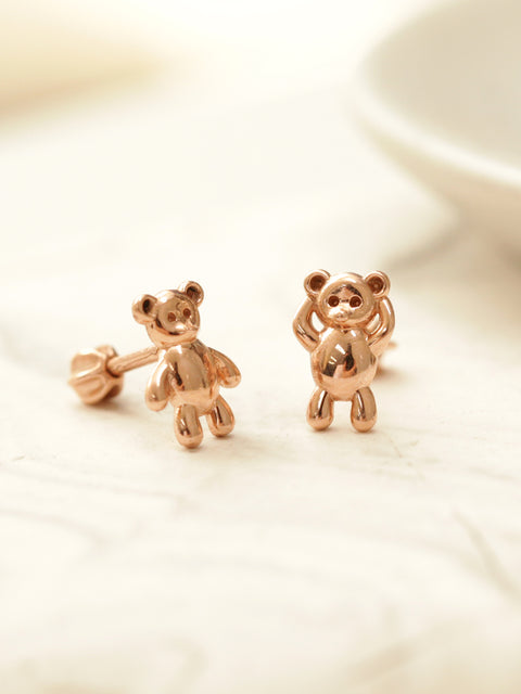 14K Gold Hands up Bears Cartilage Earring 18G16G