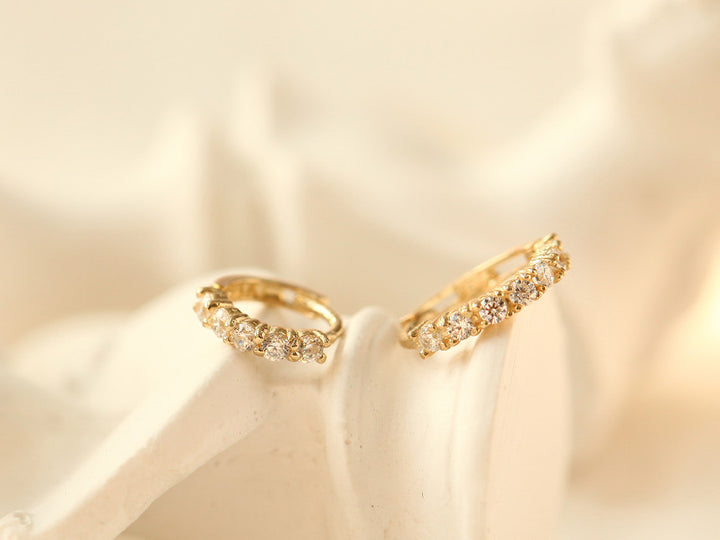 14K Gold Daily CZ Cartilage Hoop Earring
