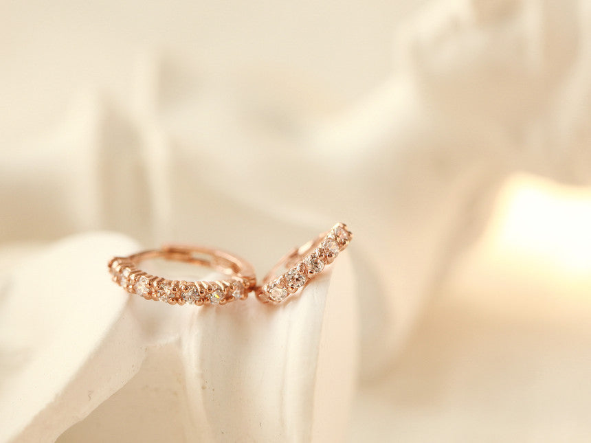 14K Gold Daily CZ Cartilage Hoop Earring