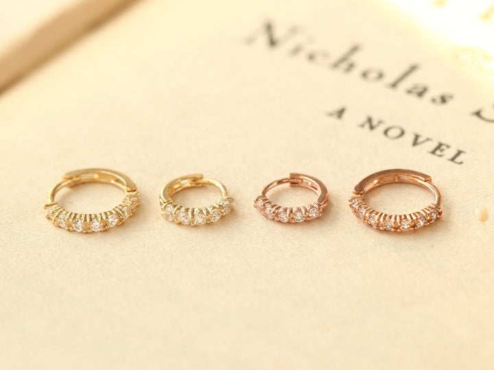 14K Gold Daily CZ Cartilage Hoop Earring