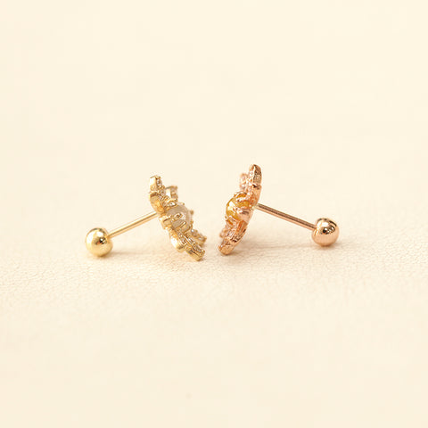 14K Gold Rough Diamond Daisy Flower Earring 20G18G16G